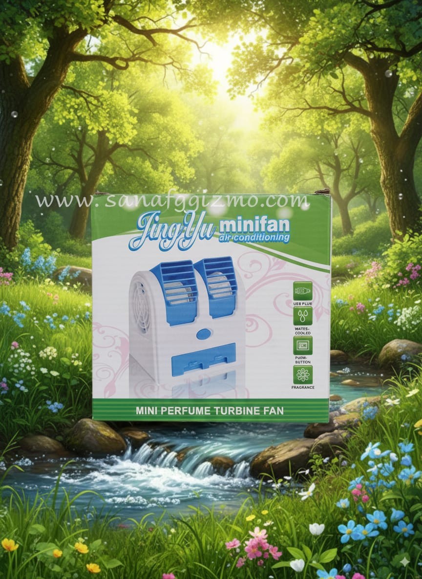 Mini Fan & Portable Dual Bladeless Small Water Air Cooler Oprate by USB & Battery Use of Car/Home/Office
