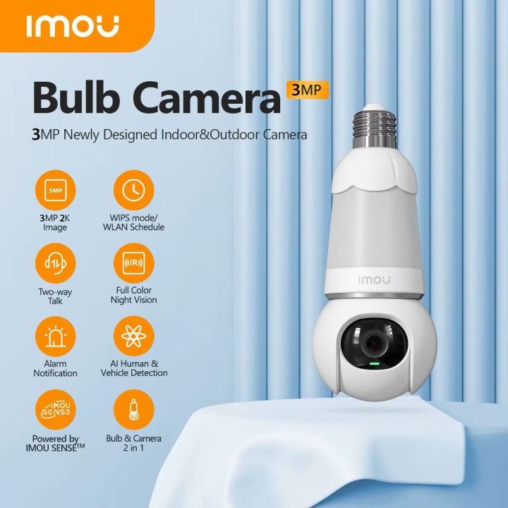 IMOU Bulb Camera 3MP 2K E27 Night Vision Surveillance Camera Wifi